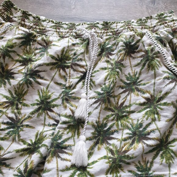Palm Tree Print Elastic Waist Womens Casual Shorts Pockets Lightweight Summer - Picture 2 of 6